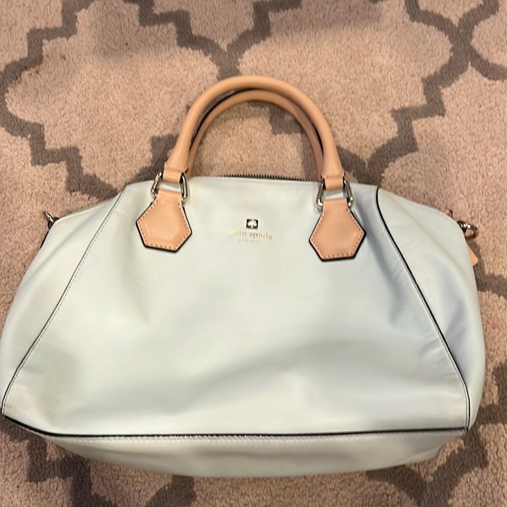 Kate Spade Mint Green/Brown Leather Catherine Street Pippa Satchel missing strap
